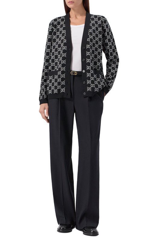 Двусторонний шерстяной кардиган Gucci 798157/XKEJP Чёрно-белый  798157/XKEJP Фото 2
