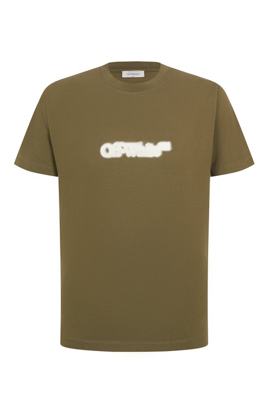 Хлопковая футболка Off-White 0MAA027S25JER00B Хаки 0MAA027S25JER00B