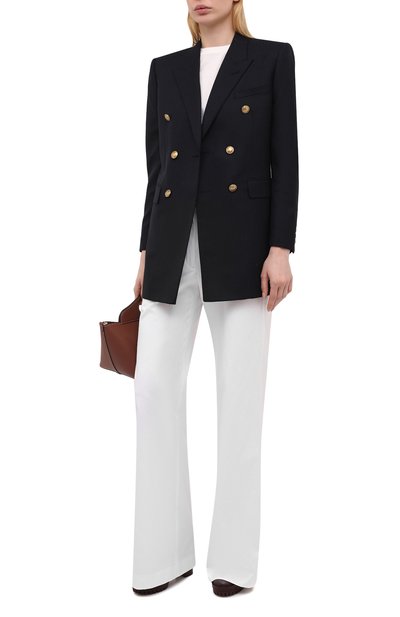 Шерстяной жакет SAINT LAURENT темно-синего цвета по цене 277500 руб., арт. 649084/Y5C05, фото 2 Шерстяной жакет SAINT LAURENT, арт. 649084/Y5C05, фото 2