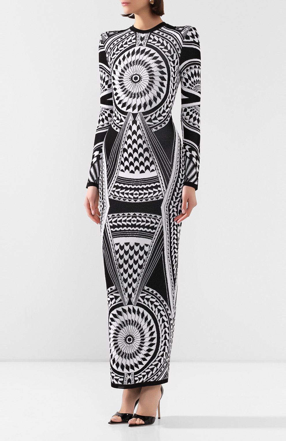 Платье-макси BALMAIN черно-белого цвета по цене 274000 руб., арт. TF16850/K041, фото 3 Платье-макси BALMAIN, арт. TF16850/K041, фото 3