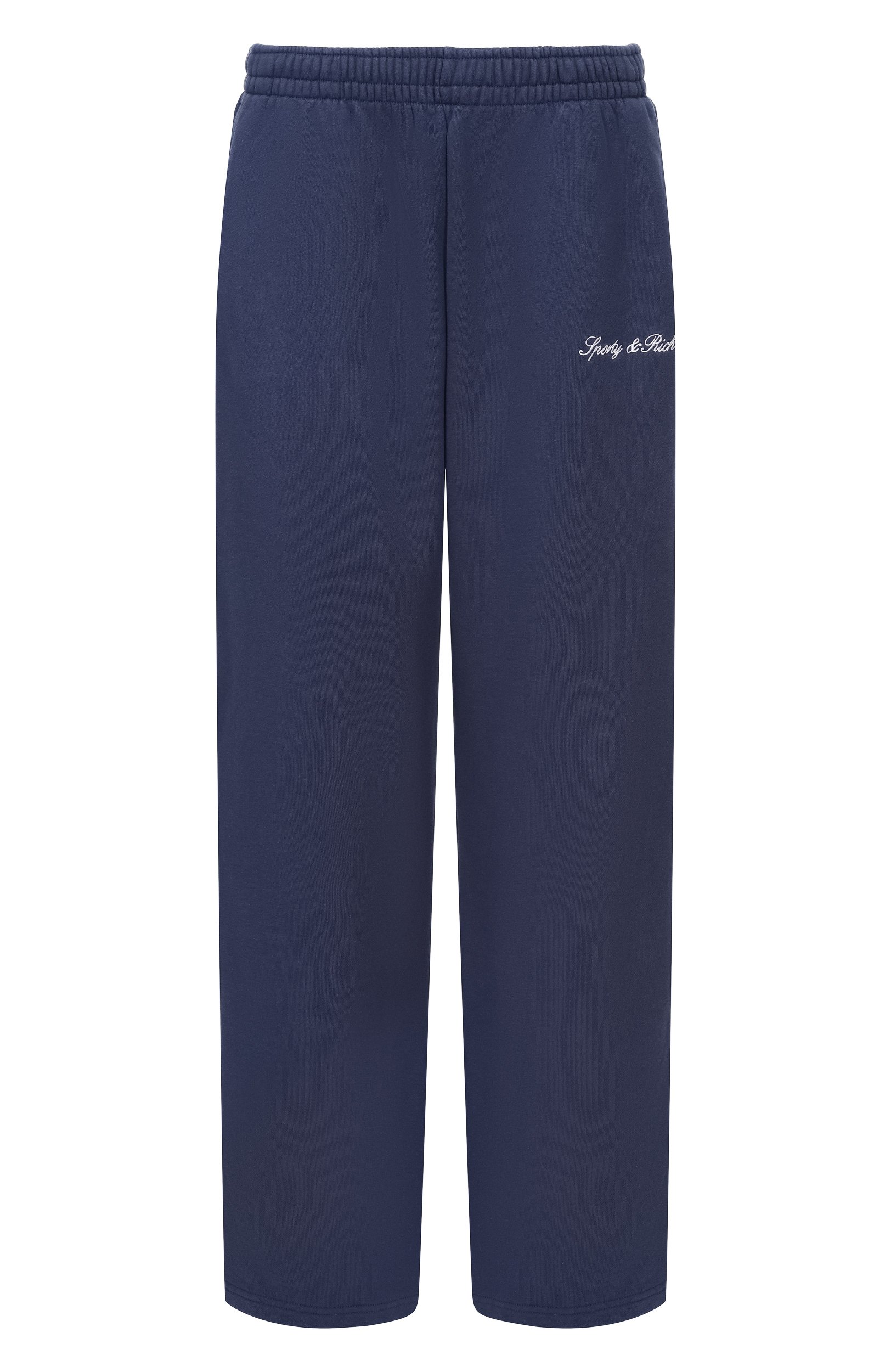 Хлопковые брюки SPORTY AND RICH синего цвета по цене 32200 руб., арт. PA071712326BL132, фото 1 Хлопковые брюки SPORTY AND RICH, арт. PA071712326BL132, фото 1