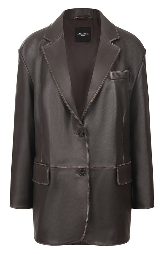 Кожаный жакет Weekend Max Mara WKDPILA Коричневый WKDPILA