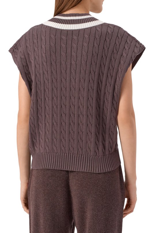 Хлопковый жилет Brunello Cucinelli M19756522 Коричневый  M19756522 Фото 4