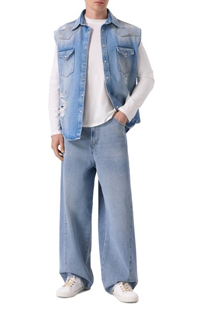 Джинсовый жилет MM6 голубого цвета по цене 87550 руб., арт. SH2DR0003/M30018, фото 2 Джинсовый жилет MM6, арт. SH2DR0003/M30018, фото 2