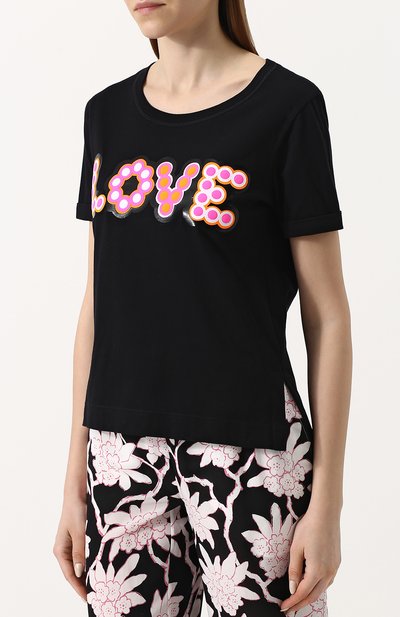 Хлопковая футболка с контрастной надписью FENDI, арт. FAF047 A1I7, фото 3