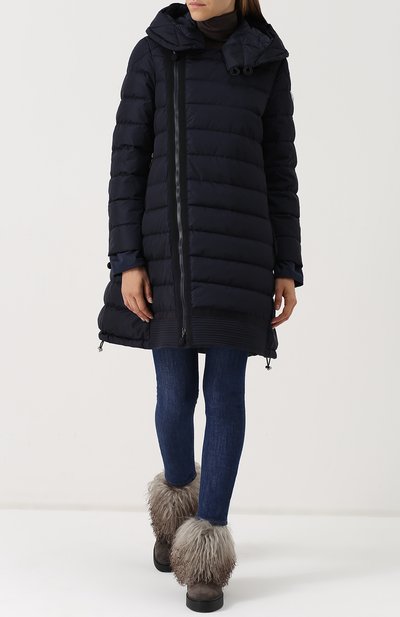 Стеганый пуховик с косой молнией и капюшоном MONCLER, арт. C2-093-49315-85-54155, фото 2