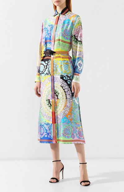 Шелковое платье VERSACE разноцветного цвета по цене 299500 руб., арт. A79469/A229975, фото 3 Шелковое платье VERSACE, арт. A79469/A229975, фото 3