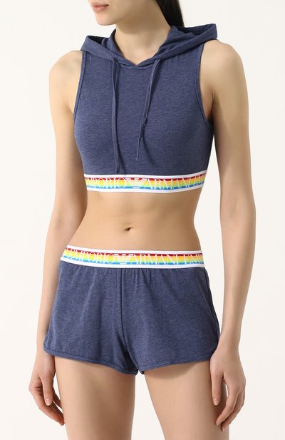 Хлопковый кроп-топ с капюшоном EMPORIO ARMANI, арт. 163923/8P217, фото 3