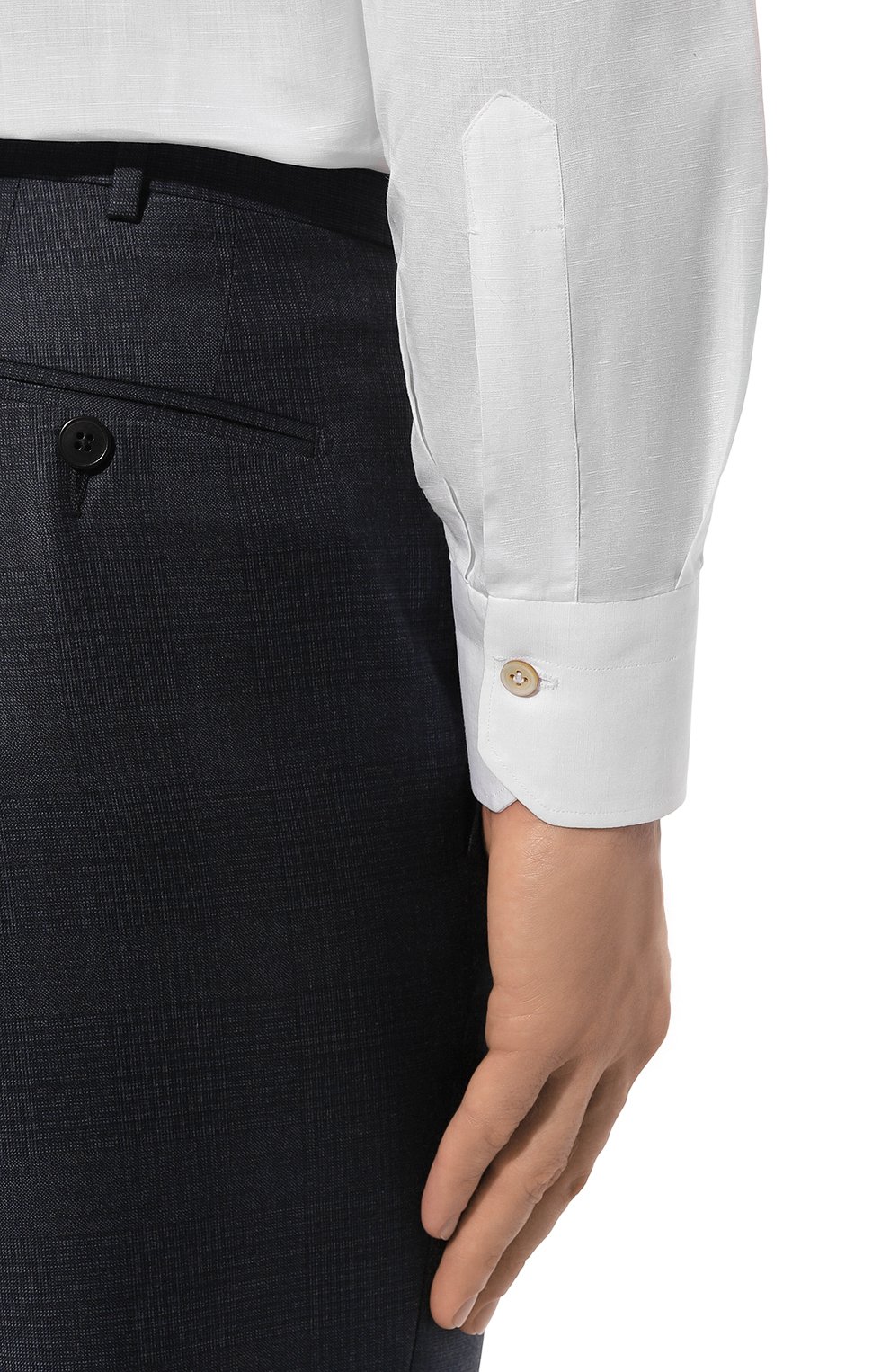 Сорочка из хлопка и льна KITON белого цвета по цене 87550 руб., арт. UCIH06609, фото 6 Сорочка из хлопка и льна KITON, арт. UCIH06609, фото 6