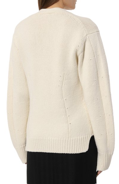 Кардиган из шерсти и вискозы HELMUT LANG молочного цвета по цене 59350 руб., арт. N09HW705, фото 4 Кардиган из шерсти и вискозы HELMUT LANG, арт. N09HW705, фото 4