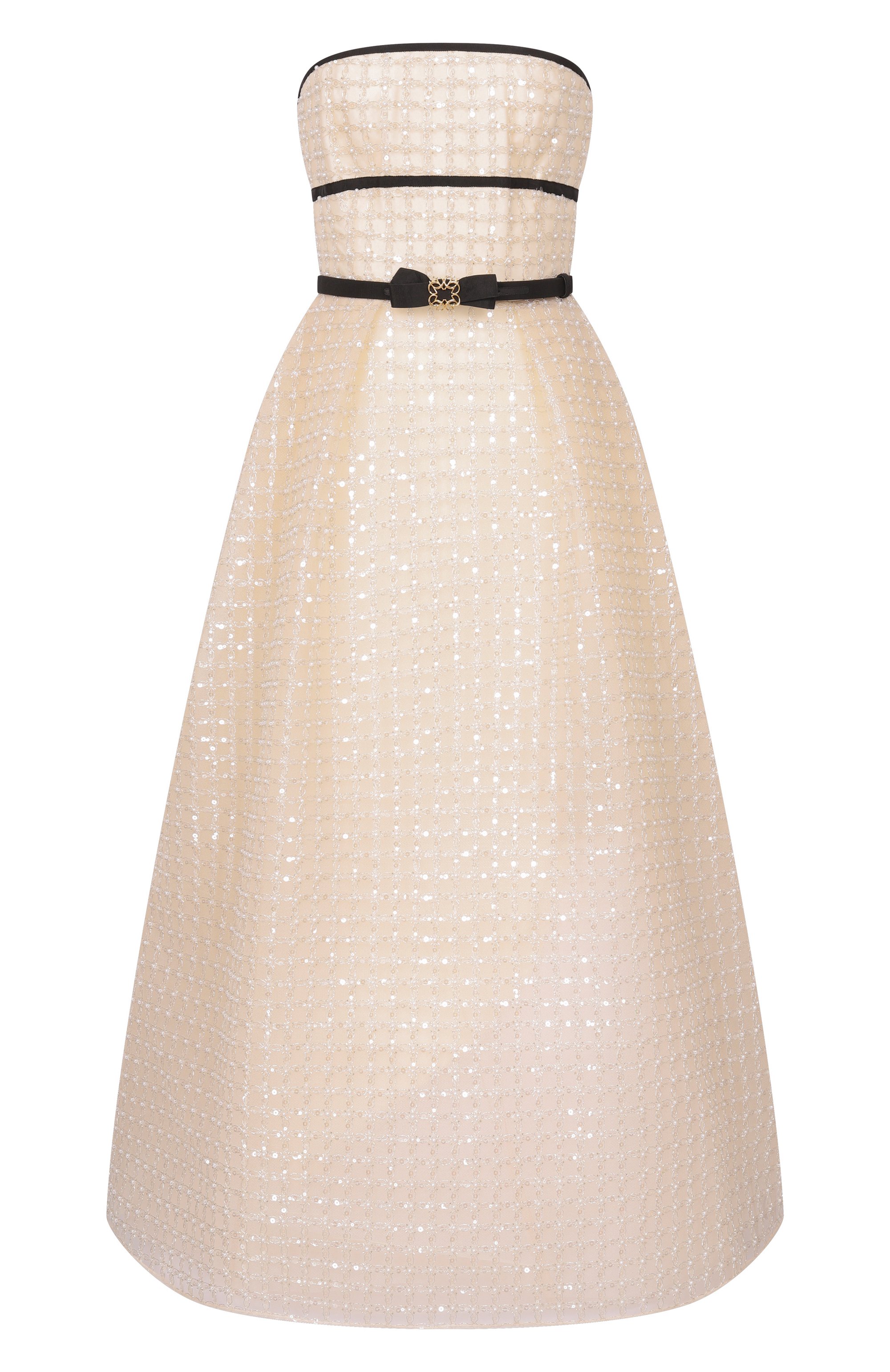 Платье с отделкой пайетками ELIE SAAB кремового цвета по цене 744500 руб., арт. D0788NR26/TU023, фото 1 Платье с отделкой пайетками ELIE SAAB, арт. D0788NR26/TU023, фото 1