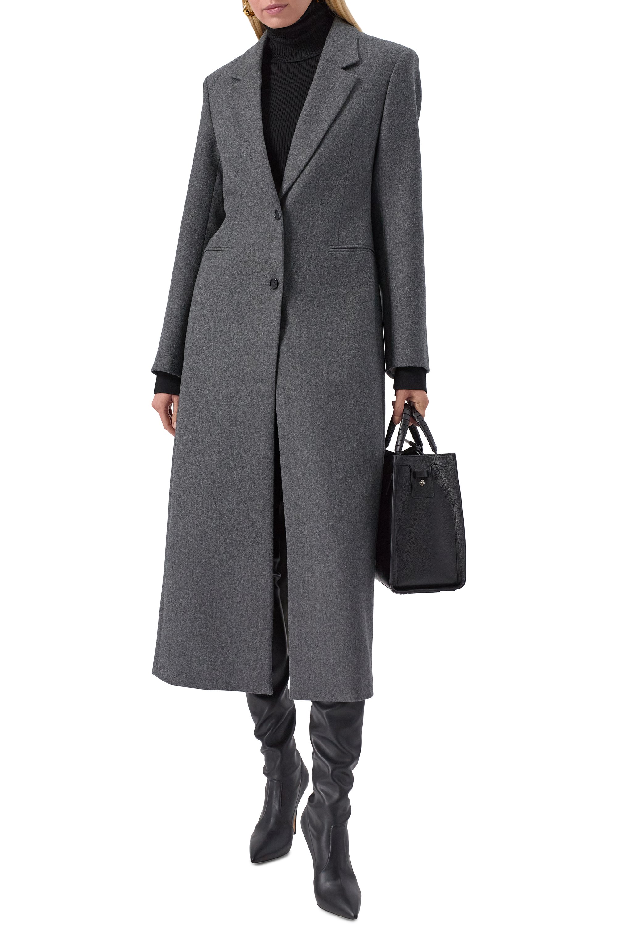 Шерстяное пальто LORENA ANTONIAZZI серого цвета по цене 169500 руб., арт. CP52B/4010, фото 2 Шерстяное пальто LORENA ANTONIAZZI, арт. CP52B/4010, фото 2