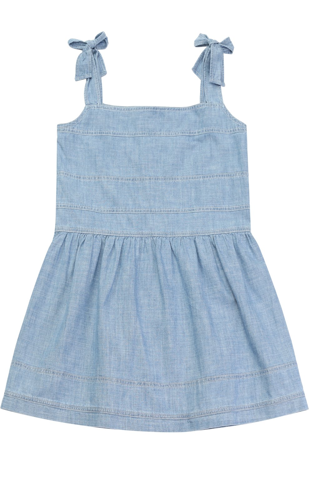 Хлопковый сарафан с аппликацией и декоративными бантами GUCCI голубого цвета по цене 46600 руб., арт. 457161/XR513, фото 2 Хлопковый сарафан с аппликацией и декоративными бантами GUCCI, арт. 457161/XR513, фото 2