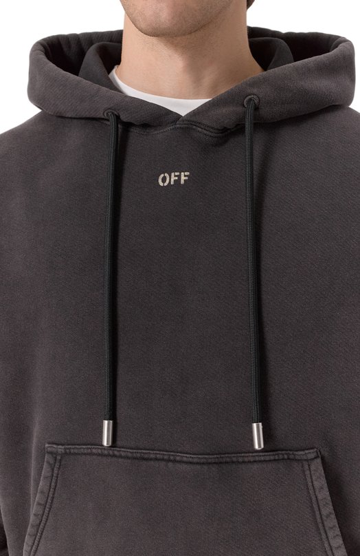 Хлопковое худи Off-White 0MBB085S25FLE00P Серый  0MBB085S25FLE00P Фото 5