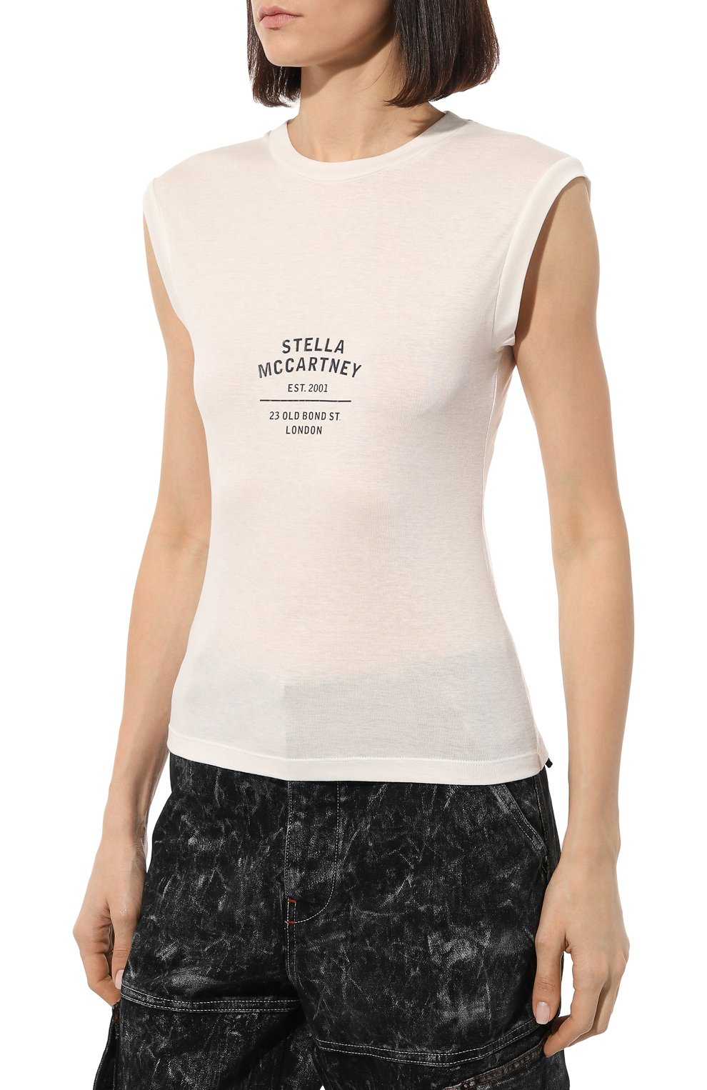 Хлопковая майка STELLA MCCARTNEY белого цвета по цене 36800 руб., арт. 6J0110/3SPX13, фото 3 Хлопковая майка STELLA MCCARTNEY, арт. 6J0110/3SPX13, фото 3