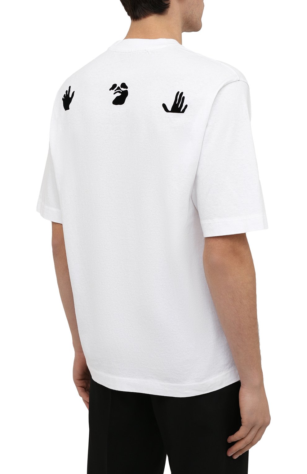 Хлопковая футболка OFF-WHITE белого цвета по цене 32550 руб., арт. 0MAA119F21JER027, фото 4 Хлопковая футболка OFF-WHITE, арт. 0MAA119F21JER027, фото 4