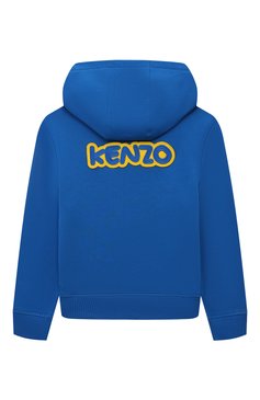 Детский хлопковая толстовка KENZO синего цвета, арт. K55011/6Y-12Y | Фото 2 (Рукава: Длинные; Мальчики Кросс-КТ: Толстовка-одежда; Материал сплава: Проставлено; Материал внешний: Хлопок; Драгоценные камни: Проставлено)