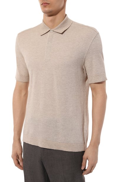 Поло из хлопка и льна ZEGNA, арт. UD372A7/D727, фото 3