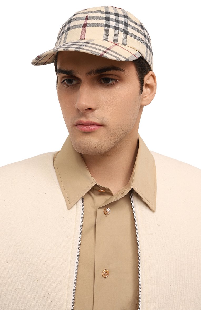 Мужская хлопковая бейсболка BURBERRY кремового цвета, арт. 8073370 | Фото 2 (Материал: Текстиль, Хлопок; Нос: Не проставлено)