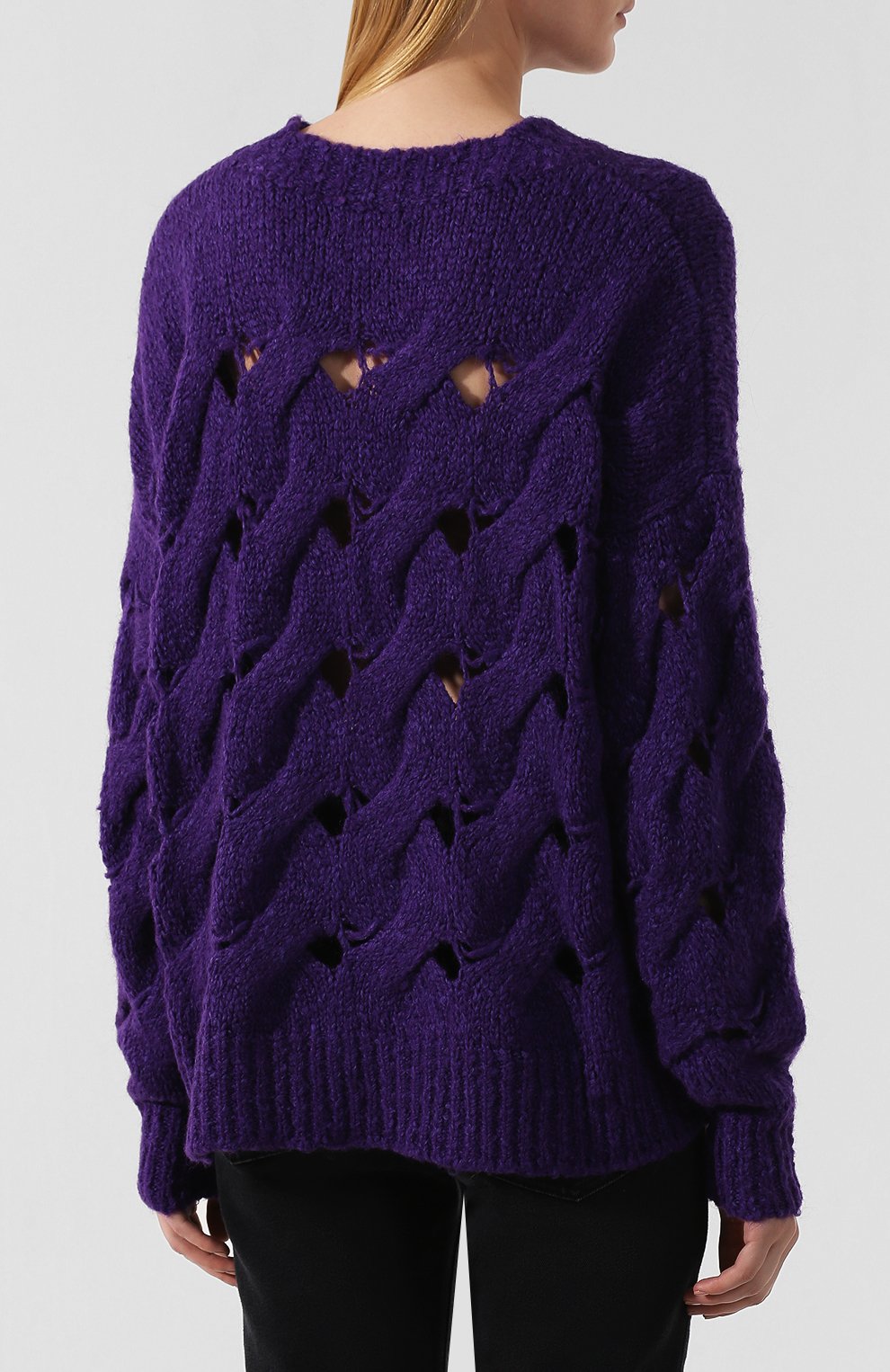 Пуловер фактурной вязки ISABEL MARANT ETOILE фиолетового цвета по цене 43950 руб., арт. PU1063-19A069E/SESLEY, фото 4 Пуловер фактурной вязки ISABEL MARANT ETOILE, арт. PU1063-19A069E/SESLEY, фото 4