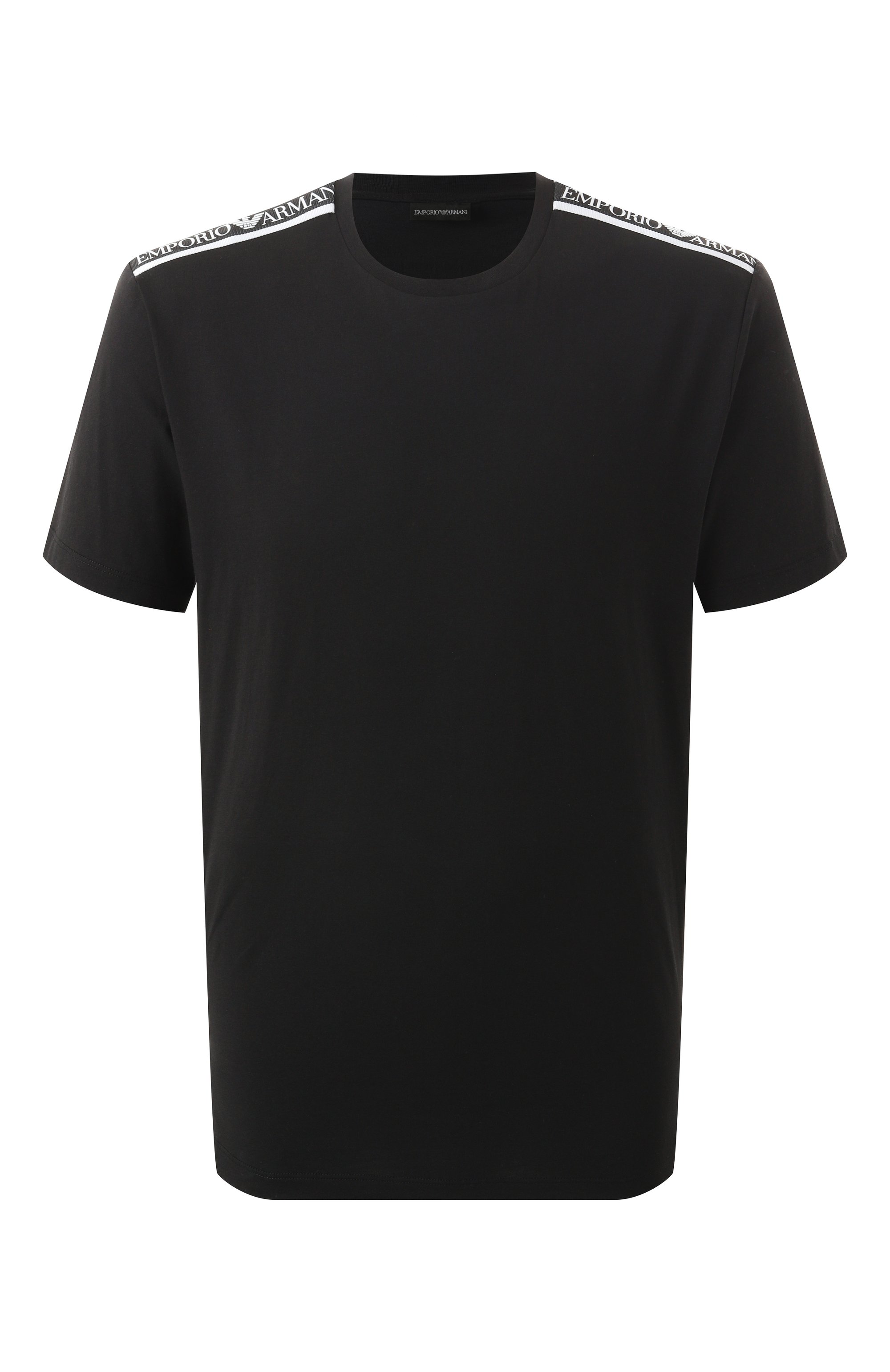 Хлопковая футболка EMPORIO ARMANI черного цвета по цене 9505 руб., арт. EM000574/AF12333, фото 1 Хлопковая футболка EMPORIO ARMANI, арт. EM000574/AF12333, фото 1