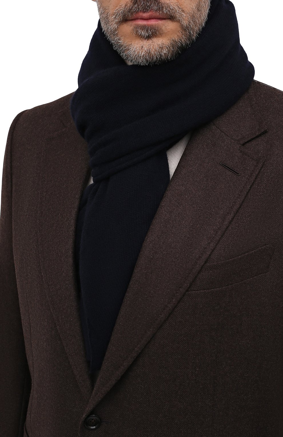 Кашемировый шарф ALLUDE темно-синего цвета по цене 26550 руб., арт. 215/11241, фото 2 Кашемировый шарф ALLUDE, арт. 215/11241, фото 2