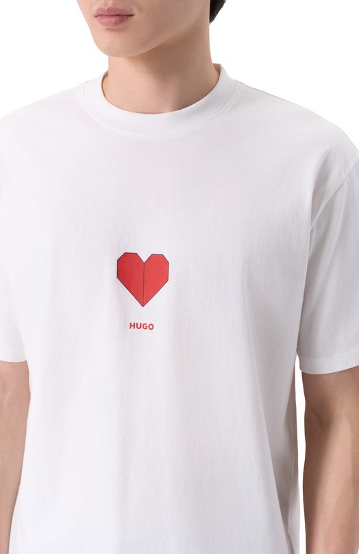 Хлопковая футболка HUGO 50553429 Белый  50553429 Фото 5