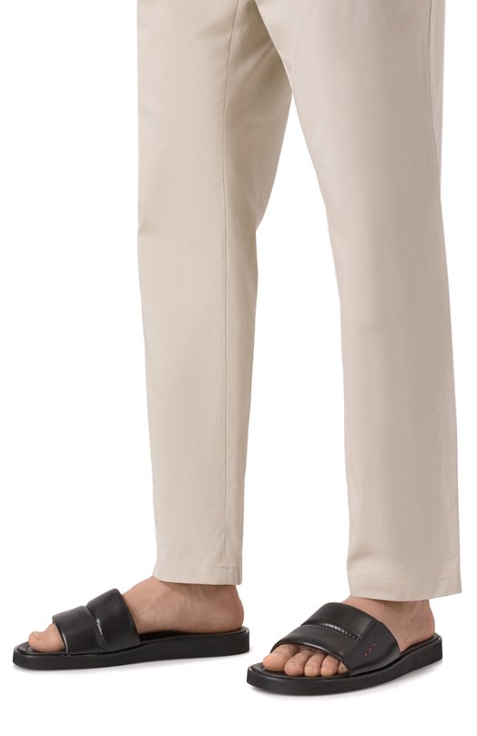 Кожаные шлепанцы Kiton USSA301N0123301 Чёрный  USSA301N0123301 Фото 3