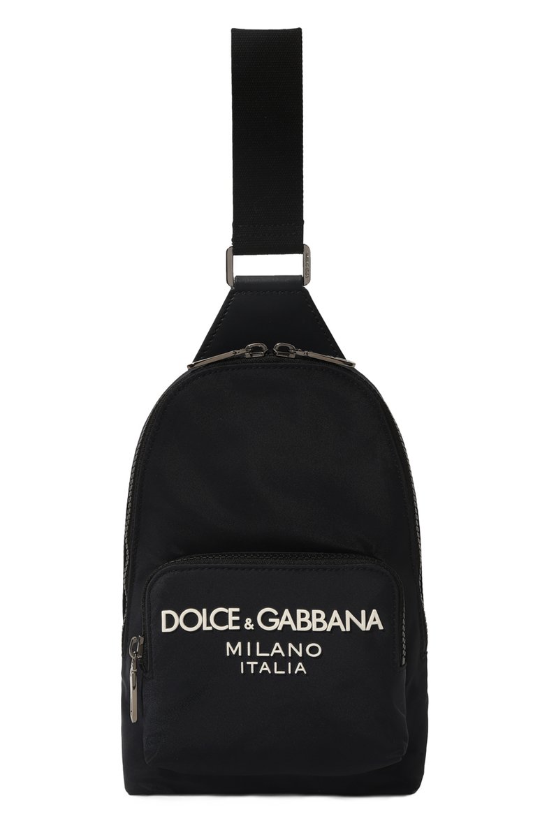 Мужской рюкзак DOLCE & GABBANA темно-синего цвета, арт. BM9295_BC9295/AG182_1 | Фото 1 (Размер: small; Материал сплава: Проставлено; Материал: Текстиль; Ремень/цепочка: На ремешке; �Драгоценные камни: Проставлено; Стили: Кэжуэл)