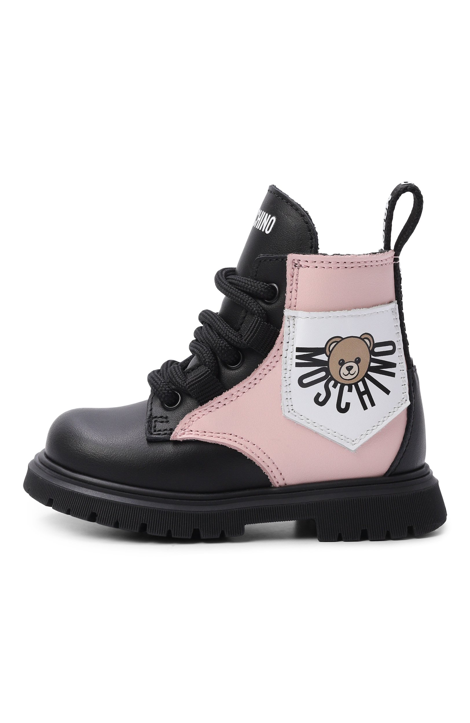Кожаные ботинки MOSCHINO черного цвета по цене 29950 руб., арт. 84141/VAR2, фото 2 Кожаные ботинки MOSCHINO, арт. 84141/VAR2, фото 2