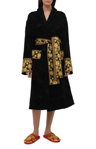 Хлопковый халат VERSACE черного цвета по цене 99950 руб., арт. ZACJ00008/ZC0SP132, фото 2 Хлопковый халат VERSACE, арт. ZACJ00008/ZC0SP132, фото 2