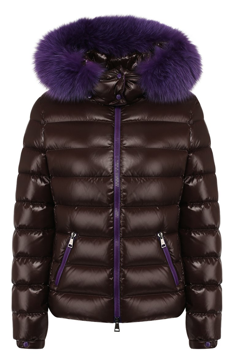 Женский пуховик badyfur MONCLER коричневого цвета, арт. E2-093-46314-25-C0061 | Фото 1 (Женское Кросс-КТ: Пуховик-куртка; Статус проверки: Проверено, Проверена категория; Длина (верхняя одежда): Короткие; Материал внешний: Синтетический материал; Материал подклада: Синтетический материал; Материал утеплителя: Пух и перо; Рукава: Длинные; Кросс-КТ: Пуховик; Материал сплава: Проверено, Проставлено; Драгоценные камни: Проставлено)