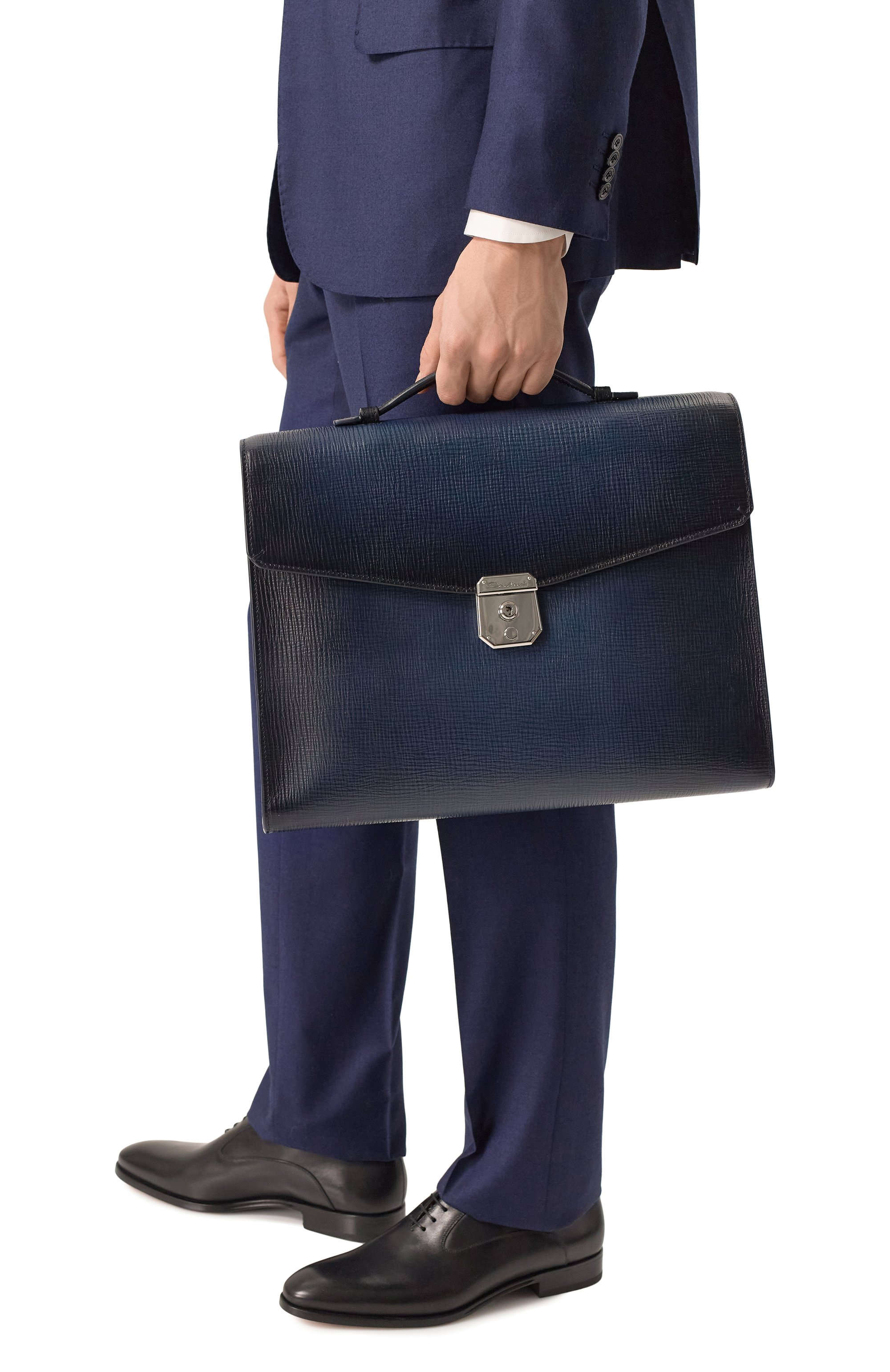 Портфель SANTONI темно-синего цвета по цене 207000 руб., арт. UFBBA1992F0-ATU6U50, фото 2 Портфель SANTONI, арт. UFBBA1992F0-ATU6U50, фото 2