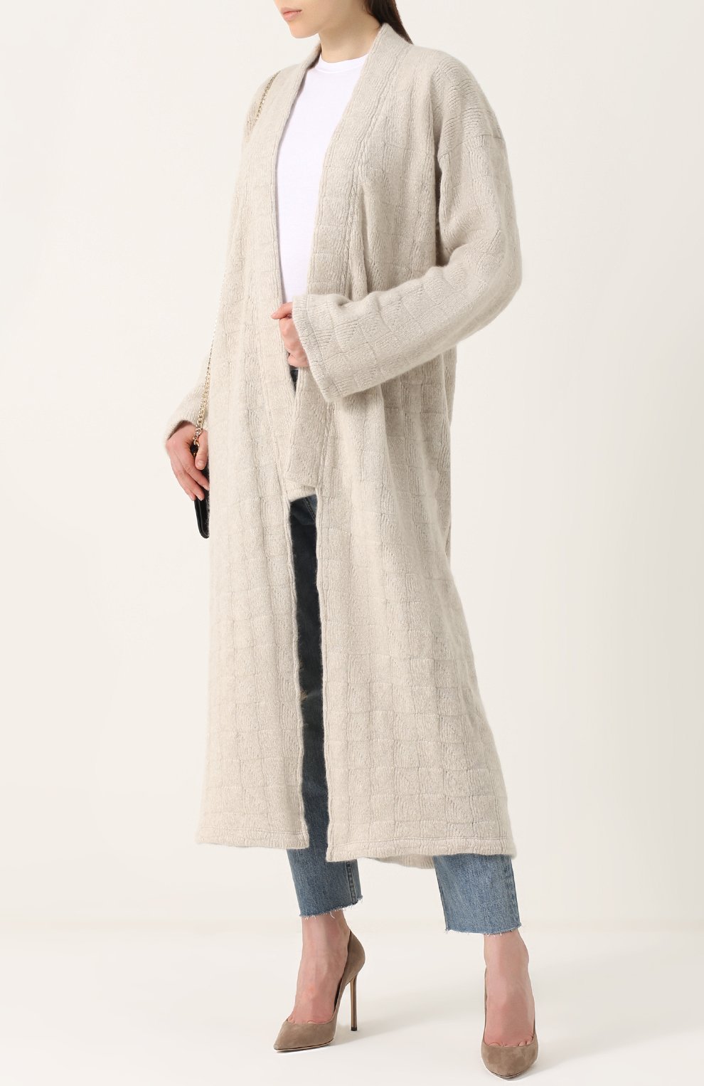 Удлиненный кардиган из кашемира THE ELDER STATESMAN молочного цвета по цене 337000 руб., арт. KSKIM, фото 2 Удлиненный кардиган из кашемира THE ELDER STATESMAN, арт. KSKIM, фото 2
