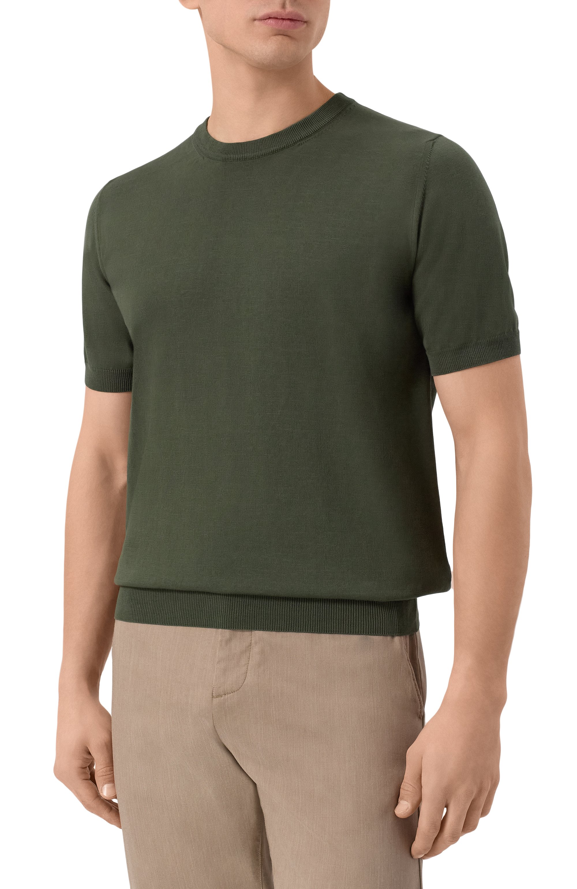 Хлопковый джемпер CANALI хаки цвета по цене 30900 руб., арт. C0719/MK00145, фото 3 Хлопковый джемпер CANALI, арт. C0719/MK00145, фото 3