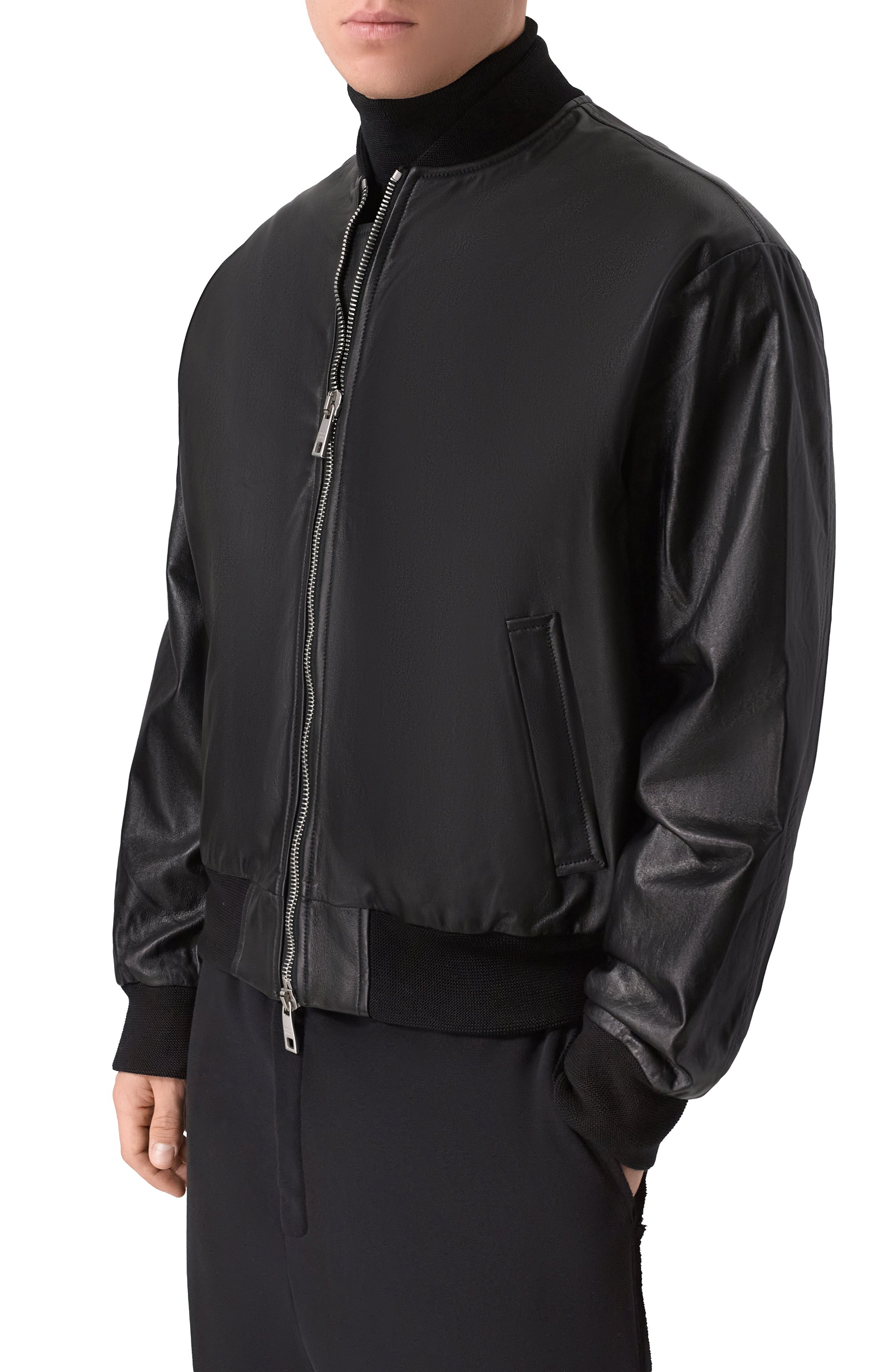 Кожаный бомбер GIORGIO BRATO черного цвета по цене 198000 руб., арт. GU26S26016NTTM, фото 3 Кожаный бомбер GIORGIO BRATO, арт. GU26S26016NTTM, фото 3