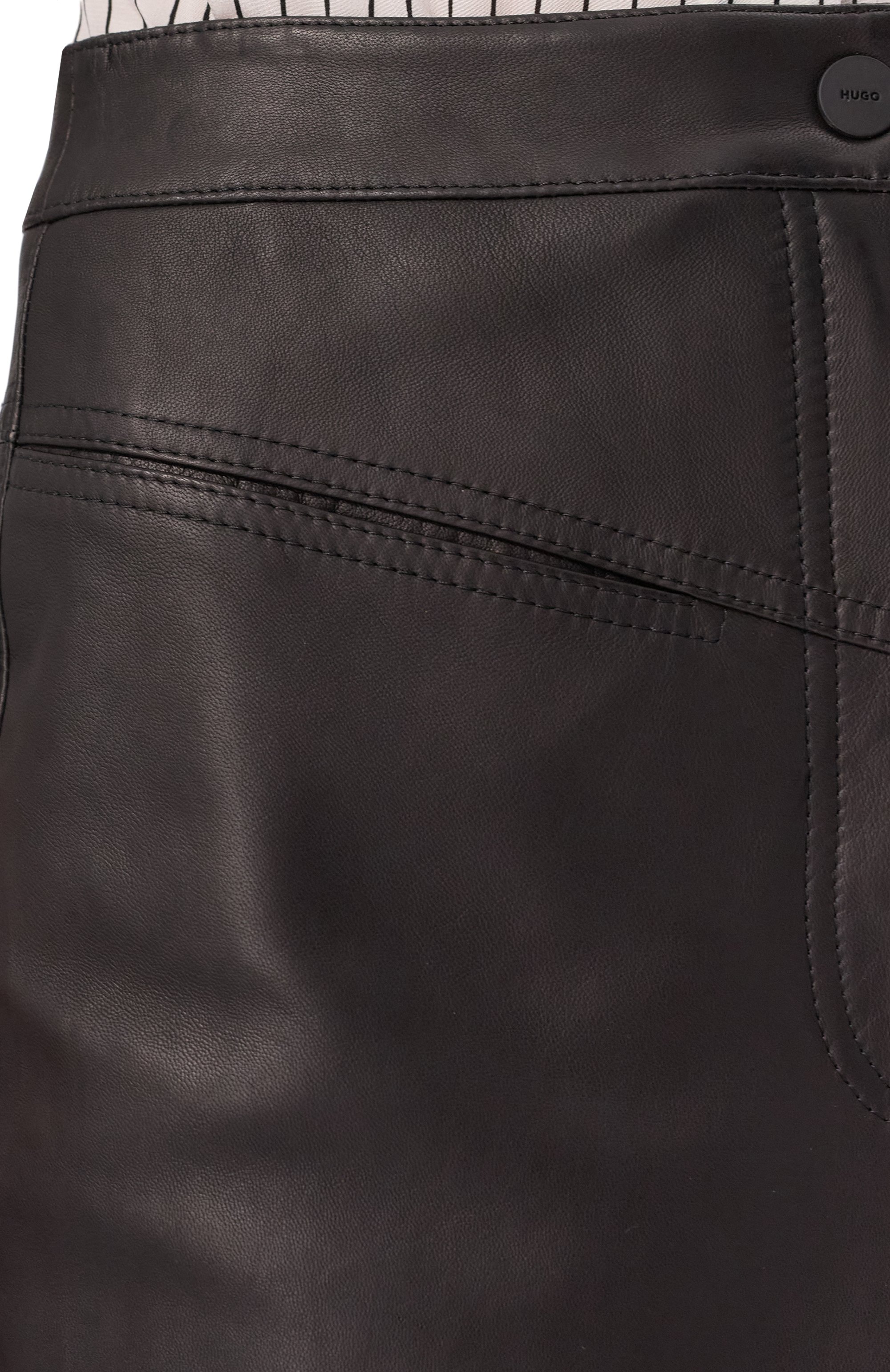 Кожаная юбка HUGO черного цвета по цене 52300 руб., арт. 50529939, фото 5 Кожаная юбка HUGO, арт. 50529939, фото 5