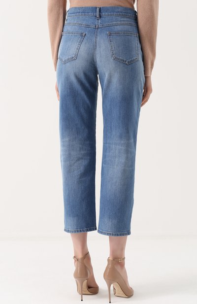 Укороченные джинсы с потертостями и заклепками VALENTINO, арт. NB3DD03G/2PY, фото 4