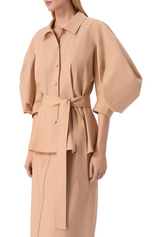 Хлопковая блузка Elie Saab T0270/P0023 Бежевый  T0270/P0023 Фото 3