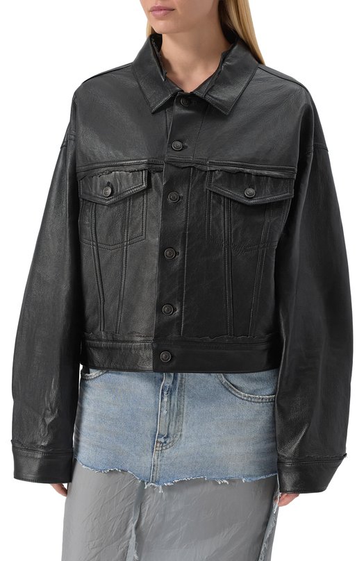 Кожаная куртка Balenciaga 830777/TSS01 Чёрный  830777/TSS01 Фото 3