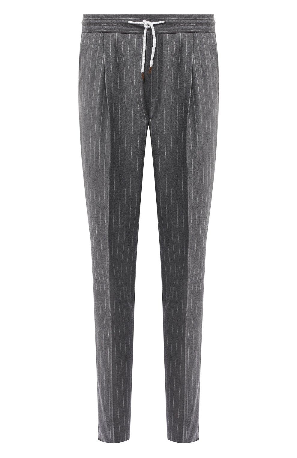 Шерстяные брюки BRUNELLO CUCINELLI серого цвета по цене 107500 руб., арт. ME243E1740, фото 1 Шерстяные брюки BRUNELLO CUCINELLI, арт. ME243E1740, фото 1