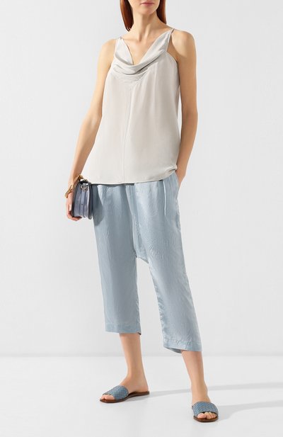Брюки из вискозы RICK OWENS светло-голубого цвета по цене 33200 руб., арт. RP19S6308/K, фото 2 Брюки из вискозы RICK OWENS, арт. RP19S6308/K, фото 2
