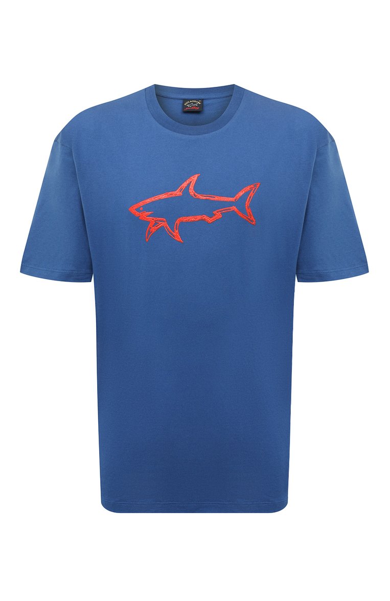 Мужская хлопковая футболка PAUL&SHARK синего цвета, арт. 12311633/3XL-6XL | Фото 1 (Рукава: Короткие; Материал внешний: Хлопок; Длина (для топов): Удлиненные; Стили: Кэжуэл; Принт: С принтом; Мужское Кросс-КТ: Футболка-одежда; Кросс-КТ: Джерси; Автоматизация ТО: Проставлено; Автоматизация состава: Проставлено)
