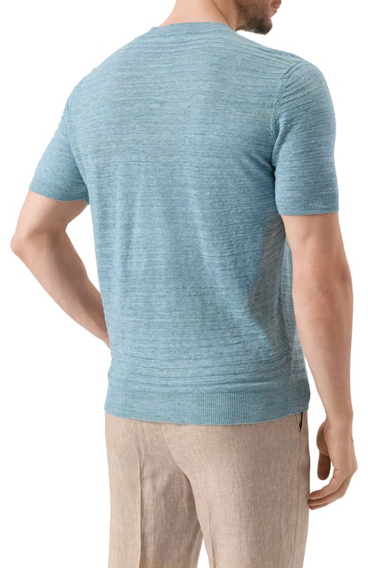Джемпер изо льна и шелка Corneliani 25M565-2525114 Голубой  25M565-2525114 Фото 4