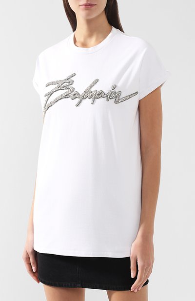 Хлопковая футболка BALMAIN белого цвета по цене 118500 руб., арт. RF11953/P001, фото 3 Хлопковая футболка BALMAIN, арт. RF11953/P001, фото 3
