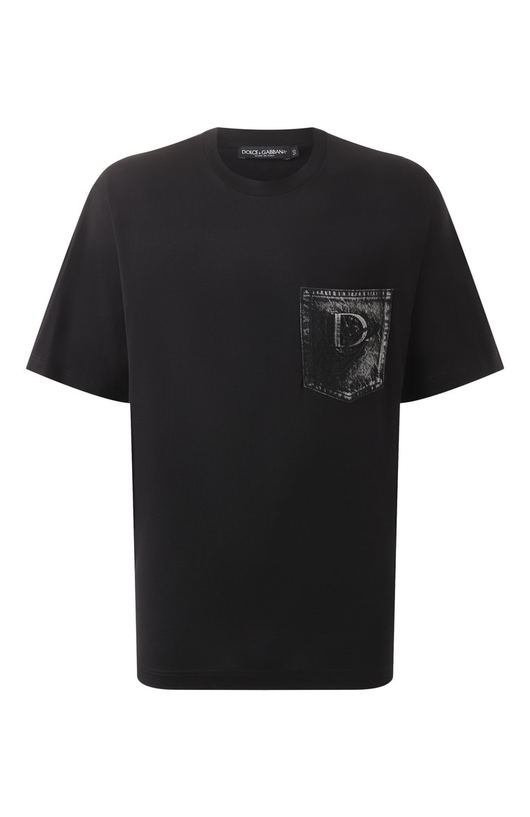 Мужская хлопковая футболка DOLCE & GABBANA черного цвета, арт. G8PN9Z/G704J | Фото 1 (Длина (для топов): Стандартные; Рукава: Короткие; Стили: Спорт-шик; Принт: С принтом; Материал внешний: Хлопок; Кросс-КТ: Джерси; Мужское Кросс-КТ: Футболка-одежда; Размерность: Идёт в размер; Автоматизация состава: Проставлено; Автоматизация ТО: Проставлено; Детали: Декор)