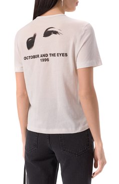 Женская хлопковая футболка ANN DEMEULEMEESTER белого цвета, арт. B0012549/FA206 | Фото 4 (Драгоценные камни: Проставлено; Материал сплава: Проставлено; Рукава: Короткие; Длина (для топов): Стандартные; Принт: С принтом; Стили: Гранж; Материал внешний: Хлопок)
