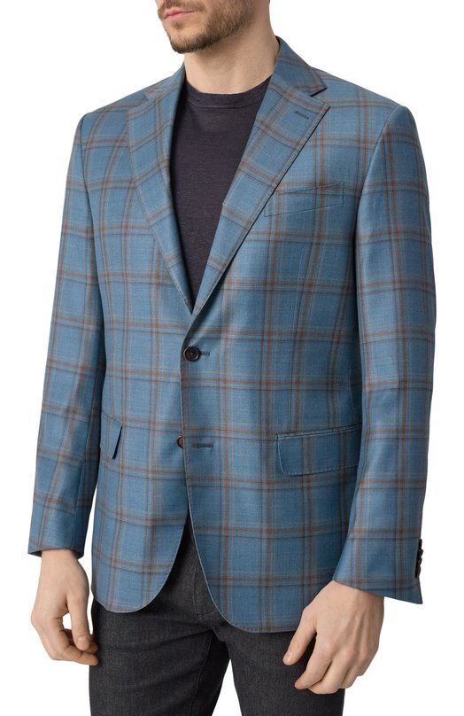 Шерстяной пиджак Corneliani 256008-2516277 Голубой  256008-2516277 Фото 4