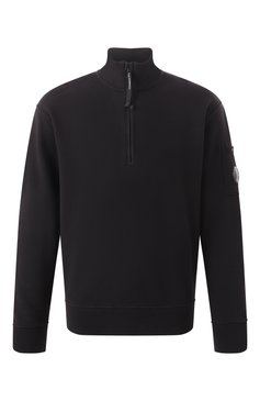 Мужской хлопковый свитшот C.P. COMPANY черного цвета, арт. 18CMSS125A110044G | Фото 1 (Длина (для топов): Стандартные; Материал сплава: Проставлено; Драгоценные камни: Проставлено; Рукава: Длинные; Стили: Кэжуэл; Принт: Без принта; Мужское Кросс-КТ: свитшот-одежда; Материал внешний: Хлопок)
