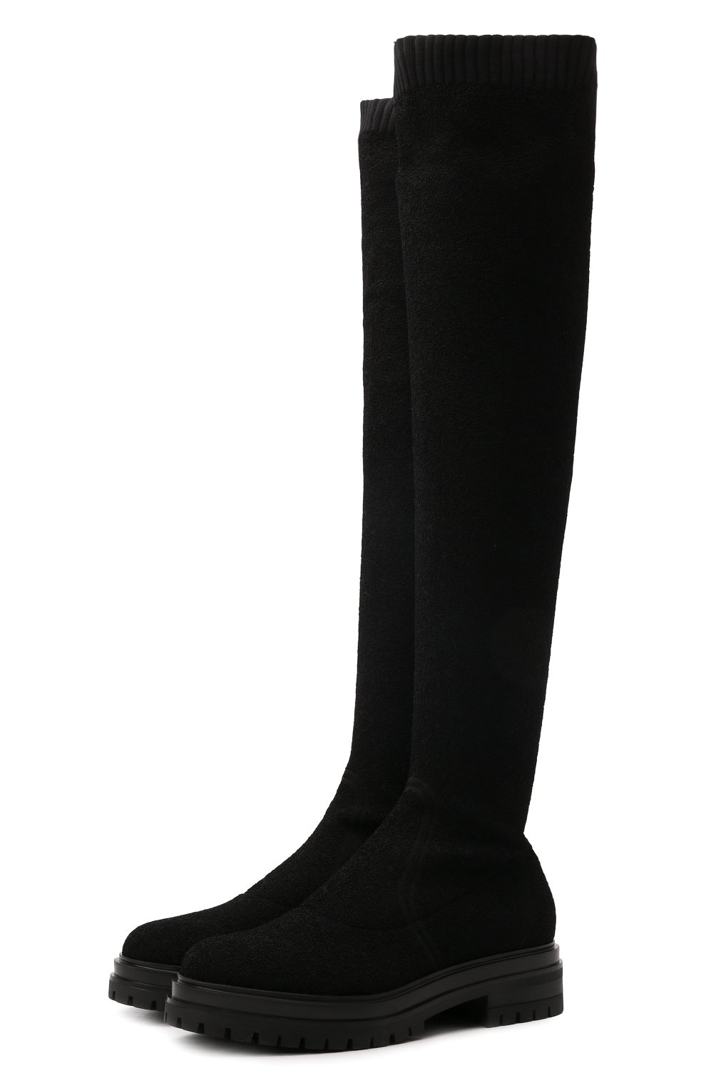 Текстильные ботфорты GIANVITO ROSSI черного цвета по цене 175500 руб., арт. G80325.20G0M.KIBNER0, фото 1 Текстильные ботфорты GIANVITO ROSSI, арт. G80325.20G0M.KIBNER0, фото 1